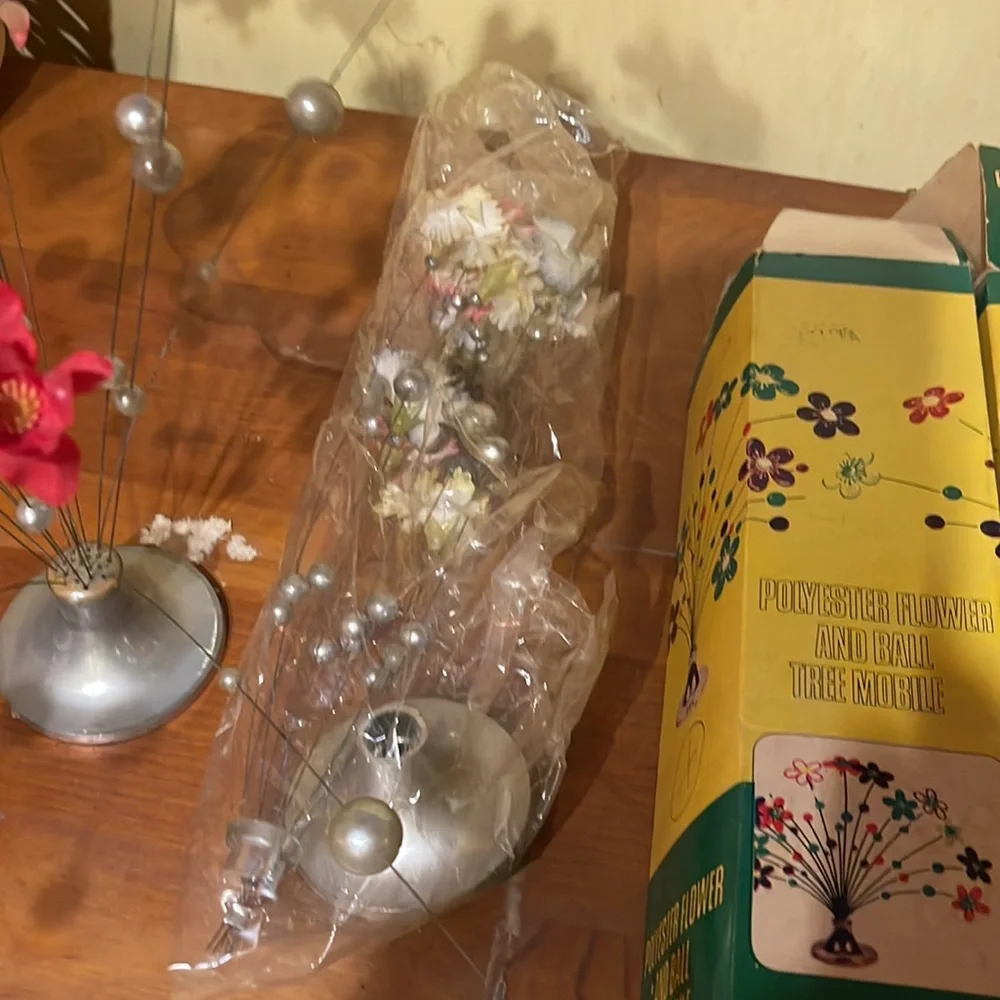 Vintage Polyester Flower and Ball Tree Mobile